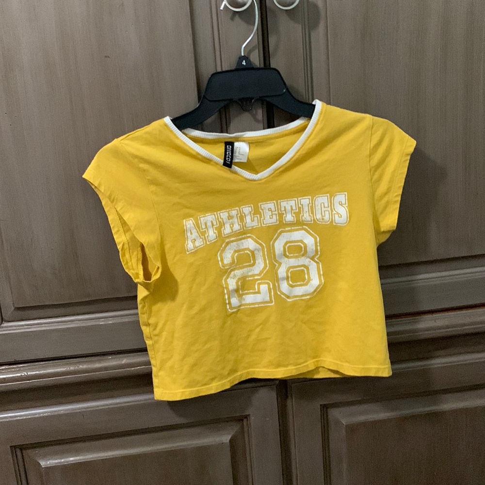 Divided brand yellow crop top